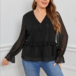 Plus size ruffle detail blouse